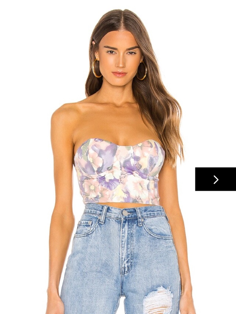 Revolve Strapless Floral Bustier Top - Lavender Pink - Picture 3 of 10